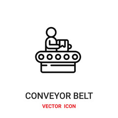 conveyor belt icon vector symbol. conveyor belt symbol icon vector for your design. Modern outline icon for your website and mobile app design.