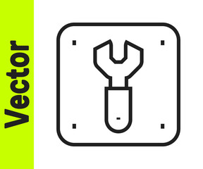 Black line Repair of railway icon isolated on white background. Repair works. Renovation work. Sign and barrier tapes. Vector.