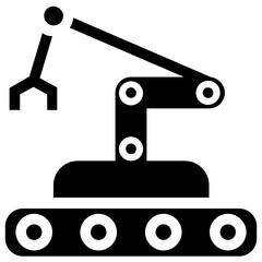 
A robotic hand for manufacturing process, glyphicon of industrial robot
