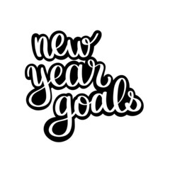 Vector black and white lettering new year goals