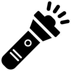 
Light rays coming out of a handheld light with a button on it for on and off, an icon for camping torch
