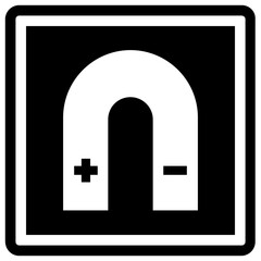 
An icon vector showing u shaped horseshoe magnet having pus minus sign 
