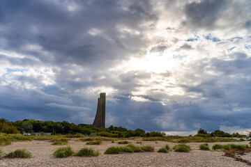 Beach hike in Laboe, Schleswig-Holstein, Germany, on a cloudy autumn day