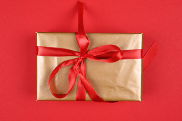Gift wrapping on a red background