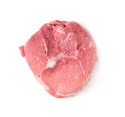 Meat steak, top view on a white background. Food background. The concept of natural products.