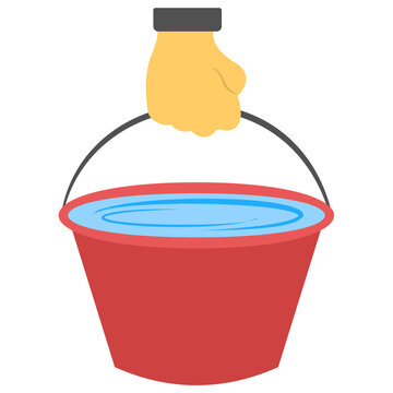 
Hand Holding Water Container To Show Graphic Of Water Bucket Icon
