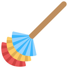 
An icon showing broom visual using a rush hairs and handheld handle 
