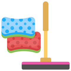 
Handheld water wiping tool is shown by the graphic of rubber with stick 
