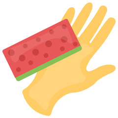 
A cleaned red cuticle enriched hand being scrubbed on loofa conceptualizing hand sanitization 
