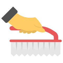 
Handheld small brush with isometric bristles denoting carpet brush icon
