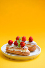 eclairs with strawberries