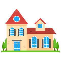 
A house with huge exterior and tilting roof having lots of windows, airey house 
