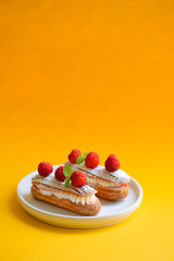 eclairs with strawberries