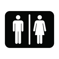 Restroom sign vector with man and woman symbol in a glyph pictogram illustration