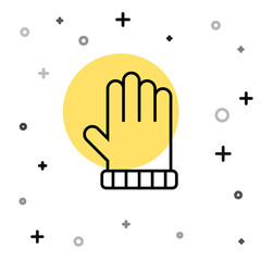 Black line Christmas mitten icon isolated on white background. Random dynamic shapes. Vector.