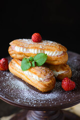 eclairs with strawberries