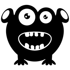 
zombie monster and big screaming mouth, argus panoptes flat icon 
