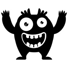 
zombie monster and big screaming mouth, argus panoptes flat icon 
