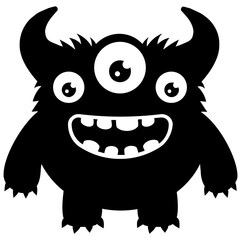 
zombie monster and big screaming mouth, argus panoptes flat icon 
