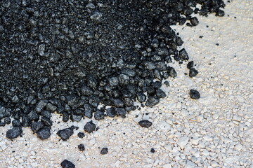 Surface grunge rough of asphalt, Seamless tarmac dark grey grainy road, Texture Background. Fresh new Smooth asphalt road. The texture of the tarmac. Abstract background. Monochrome texture.