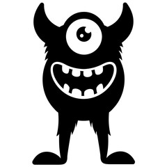 
zombie monster and big screaming mouth, argus panoptes flat icon 
