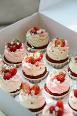 dessert with cream and strawberry