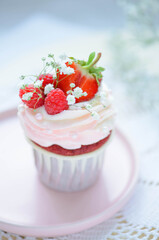 cupcake with strawberries