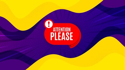 Attention please banner. Fluid liquid background with offer message. Warning chat bubble sticker. Special offer label. Best advertising coupon banner. Attention please badge shape. Vector