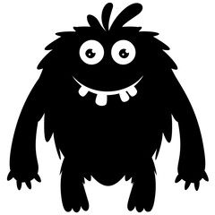 
A cartoon creature with fearful face and gestures having big horrible yes, creepy cartoon character monster 
