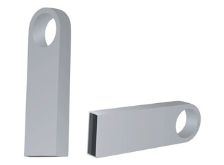 Grey USB flash. vector illustration
