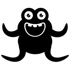 
zombie monster and big screaming mouth, argus panoptes flat icon 
