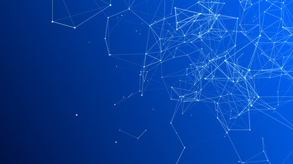 Abstract background with moving dots and lines. Network connection structure. Vector futuristic illustration. Digital technology design.