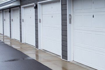 Row of garage doors