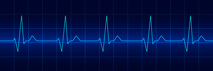 Heartbeat line. Blue cardiogram. Futuristic vector medical background.