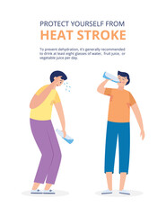 Fototapeta na wymiar Information banner for protection of heat stroke a vector flat illustration