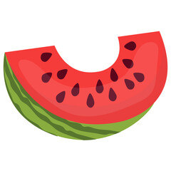 
Watery and juicy summer fruit with black seeds depicting watermelon
