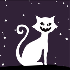 Hand drawn cat line vector illustration art.