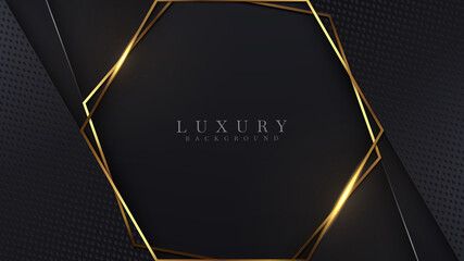 Luxury abstract background, golden lines on dark, modern black backdrop concept 3d style. Illustration from vector about modern template deluxe design.