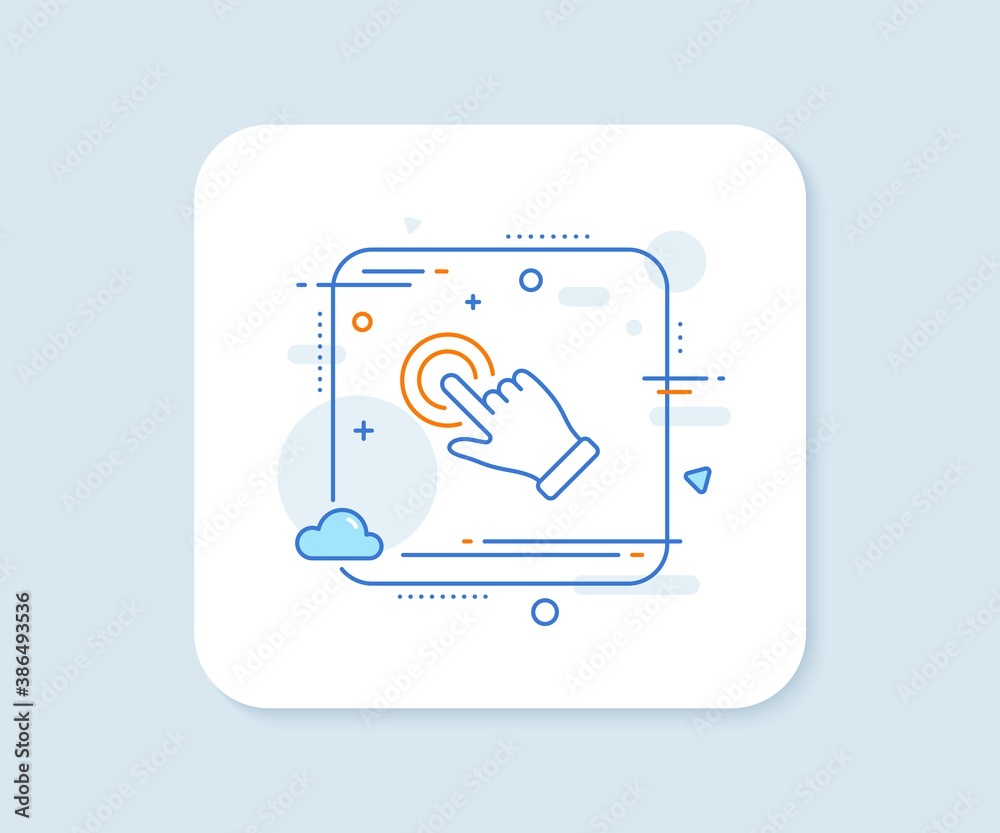 Poster touchscreen gesture line icon. abstract square vector button. click hand sign. push action symbol. t