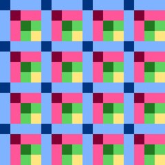 Fototapeta premium Barn quilt pattern, Amish Patchwork design, Abstract geometric tiled trail Vector illustration