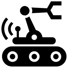 
A robotic hand for manufacturing process, glyph icon of industrial robot
