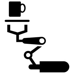 
A robotic hand for manufacturing process, glyph icon of industrial robot
