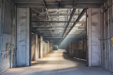 Entrance to an old empty abandoned factory