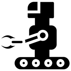 
A robotic hand for manufacturing process, glyph icon of industrial robot
