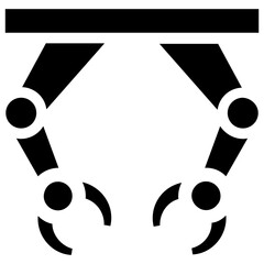 
A robotic hand for manufacturing process, glyph icon of industrial robot
