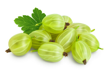 Green gooseberry isolated on white background with clipping path and full depth of field