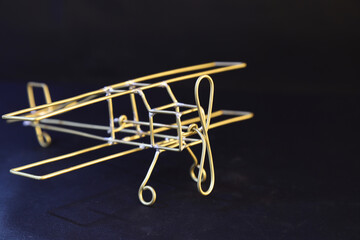 toy airplane model with propeller made from steelwire