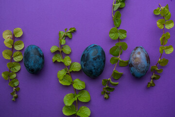 fruit harvest, Wallpaper parttern design plums apples persimmon greens menu