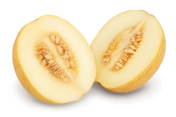 Melon half isolated on white background with clipping path and full depth of field
