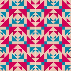 Barn quilt pattern, Amish Patchwork design, Abstract geometric tiled trail Vector illustration